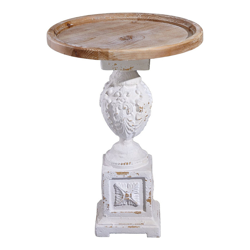 Приставной столик с резным античным узором Antique Engraving Белый Кремовый в Краснодаре | Loft Concept 