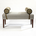 Банкетка Banquette PIED DE POULE с принтом гусиная лапка и бежевыми подлокотниками  варинант исполнения - 3 | Loft Concept в Краснодаре