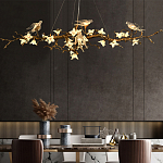 Люстра в виде золотой ветки с цветами и птичками Marvelous Garden варинант исполнения - 4 | Loft Concept в Краснодаре