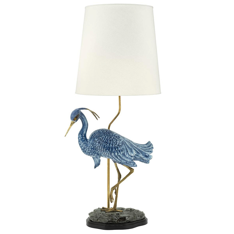 Настольная лампа ABHIKA LAMPTABLE HERON Голубой Золотой в Краснодаре | Loft Concept 