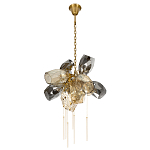 Люстра подвесная со стеклянными плафонами из дымчатого и золотистого с шестью вертикальными подвесками Gilded Mirage  варинант исполнения - 5 | Loft Concept в Краснодаре