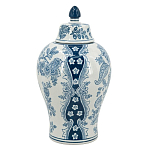 Ваза с крышкой и голубым цветочным рисунком на белом фоне Blue & White Ornament варинант исполнения - 2 | Loft Concept в Краснодаре