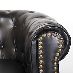 Диван кожаный двухместный на 4-х деревянных ножках из массива березы Logan Leather Seating black варинант исполнения - 5 | Loft Concept в Краснодаре