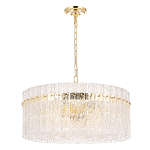 Люстра подвесная круглая с прозрачными рельефными стеклянными вставками и золотым основанием Textured Glass Chandelier варинант исполнения - 1 | Loft Concept в Краснодаре