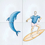 Плитка с узором Дельфин Серфингист варинант исполнения - 2 | Loft Concept в Краснодаре