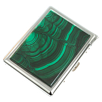 Портсигар на 10 сигарет с газовой зажигалкой из натурального камня Малахит Stone Cigarettes Cases варинант исполнения - 1 | Loft Concept в Краснодаре