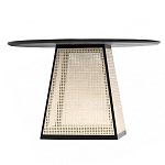 Обеденный стол с круглой чёрной столешницей и плетёным основанием Savanna Round Table варинант исполнения - 1 | Loft Concept в Краснодаре