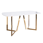 Стол обеденный белый с золотыми глянцевыми ножками Laconic White Table варинант исполнения - 1 | Loft Concept в Краснодаре