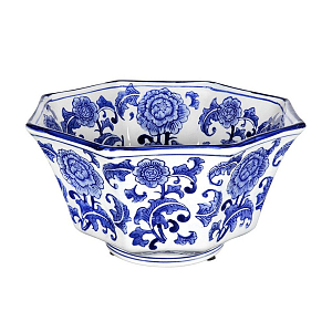 Чаша белая с синим цветочным узором Chino Dishes