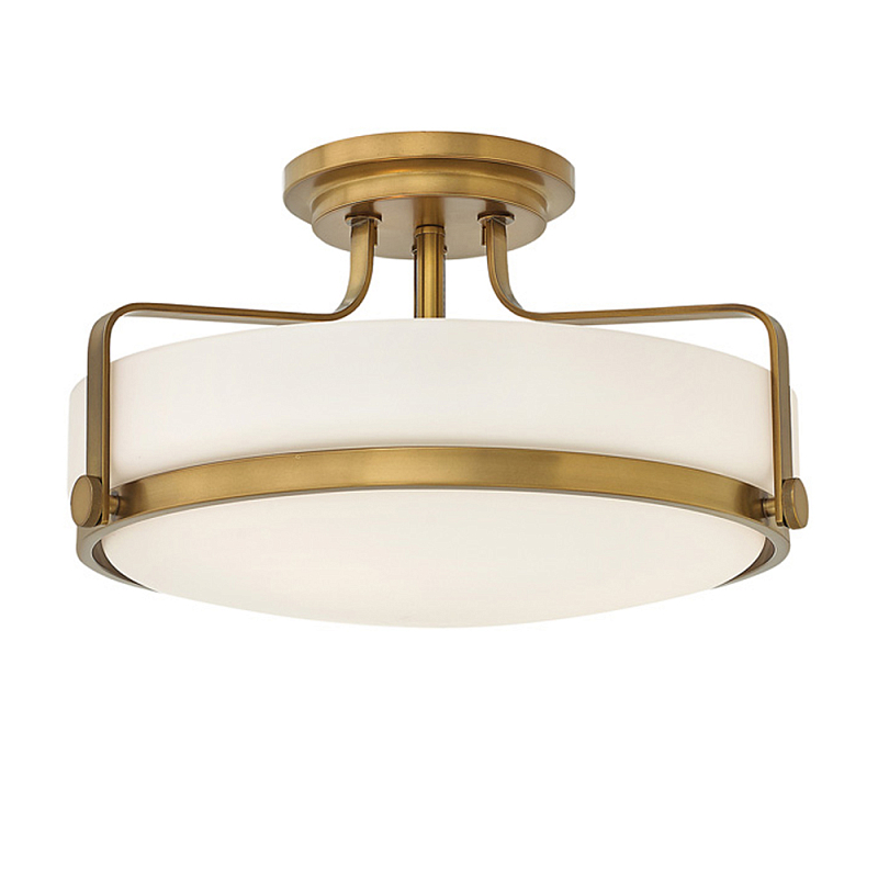 Потолочный светильник с круглым матовым белым плафоном Hinkley Латунь Белый Хром в Краснодаре | Loft Concept 