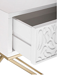 Приставной столик с выдвижным ящиком  White Table Carved Pattern варинант исполнения - 3 | Loft Concept в Краснодаре