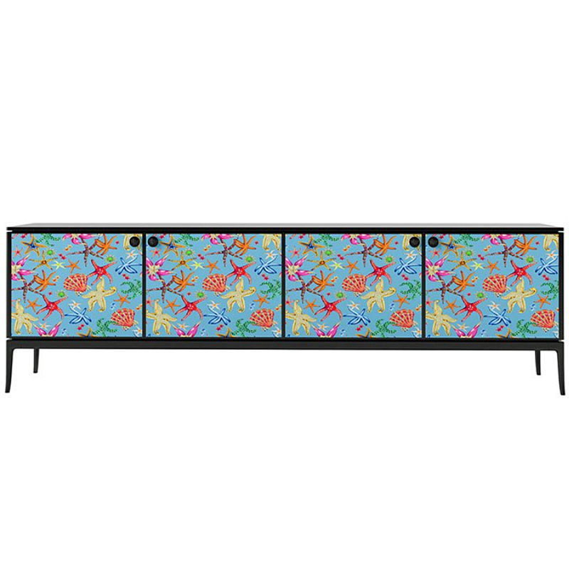 Stiletto Sideboard Blue nautical print Голубой Черный матовый в Краснодаре | Loft Concept 