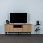 ТВ-тумба бежевая из массива бука с 2-мя дверками и ящиком Wenge Light варинант исполнения - 5 | Loft Concept в Краснодаре