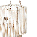 Трехъярусная люстра с подвесками из круглых деревянных бусин белая White Beads Three-tier Chandelier  варинант исполнения - 6 | Loft Concept в Краснодаре