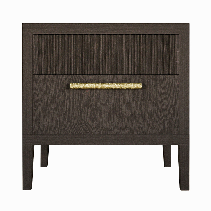 Прикроватная Тумбочка Primo с двумя ящиками Темный орех Орех Золотой в Краснодаре | Loft Concept 