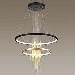 Люстра подвесная с 2-мя круглыми подвесами в черном и золотистом цвете и вертикальными подвесками Ring Horizontal варинант исполнения - 4 | Loft Concept в Краснодаре