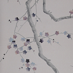 Обои ручная роспись Plum Blossom Special Colourway on Lilac Hint dyed silk варинант исполнения - 2 | Loft Concept в Краснодаре