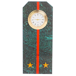 Часы погон ВС подарочные настольные из натурального камня Змеевик Military Clock варинант исполнения - 16 | Loft Concept в Краснодаре