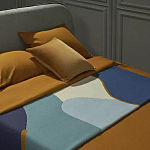 Плед из хлопка синего цвета с абстрактным принтом Elysian Flow Ocean варинант исполнения - 5 | Loft Concept в Краснодаре