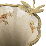 Ваза голубого цвета из фарфора с цветочным рисунком и бронзовой стрекозой Blue Garden варинант исполнения - 1 | Loft Concept в Краснодаре