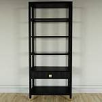 Стеллаж Elsa Dreams Black со стеклянными полками и ящиком варинант исполнения - 4 | Loft Concept в Краснодаре