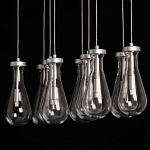 Люстра с 9-ю прозрачными плафонами из стекла в форме капли на прямоугольном потолочном основании цвета хром Lucid Rain  варинант исполнения - 9 | Loft Concept в Краснодаре