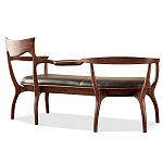 Кушетка с деревянным каркасом и сиденьем из коричневой натуральной кожи Moon Walnut Furniture варинант исполнения - 8 | Loft Concept в Краснодаре