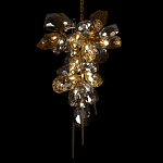 Люстра подвесная вытянутой формы с плафонами из стекла и металла с двумя вертикальными подвесками Gilded Mirage  варинант исполнения - 4 | Loft Concept в Краснодаре