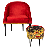 Кресло из натурального бука красное с цветным принтом Impressionism in Art варинант исполнения - 2 | Loft Concept в Краснодаре