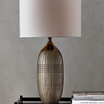 Настольная лампа керамическая с тканевым цилиндрическим абажуром Bullet варинант исполнения - 3 | Loft Concept в Краснодаре