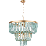 Круглая трехъярусная люстра с подвесками в виде круглых стеклянных бусин Blue Beads Chandelier варинант исполнения - 1 | Loft Concept в Краснодаре