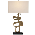 Настольная лампа с фигурным каркасом и прямоугольным тканевым абажуром Brutalist Profile варинант исполнения - 3 | Loft Concept в Краснодаре