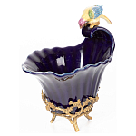 Чаша темно-синего цвета из фарфора с разноцветной птичкой Eden Garden porcelain and bronze варинант исполнения - 9 | Loft Concept в Краснодаре