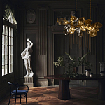 Люстра подвесная с 18-ю стеклянными плафонами с вертикальными подвесками Gilded Mirage  варинант исполнения - 9 | Loft Concept в Краснодаре