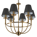 Люстра на металлическом основании бронзового цвета с 6-ю черными конусовидными абажурами Dignity варинант исполнения - 8 | Loft Concept в Краснодаре