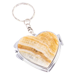 Зеркало брелок складное двухстороннее в форме сердца из натурального камня Оникс Stone Mirrors варинант исполнения - 1 | Loft Concept в Краснодаре