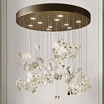 Люстра каскадная с белыми цветами и птицами Takeoff варинант исполнения - 2 | Loft Concept в Краснодаре