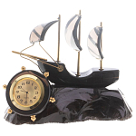 Часы настольные в виде парусника из натурального камня Обсидиан Sailboat Stone Clock варинант исполнения - 4 | Loft Concept в Краснодаре