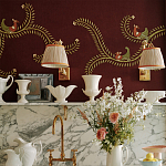 Обои с вышивкой ручной работы Fyodor Original colourway on Merlot linen варинант исполнения - 4 | Loft Concept в Краснодаре