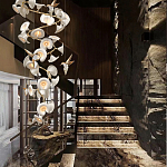 Люстра каскадная из белых цветов каллы и птичек Refined Taste of Light варинант исполнения - 3 | Loft Concept в Краснодаре