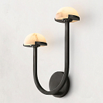 Бра с 2-мя мраморными плафонами на черном корпусе Light Warm Light варинант исполнения - 1 | Loft Concept в Краснодаре