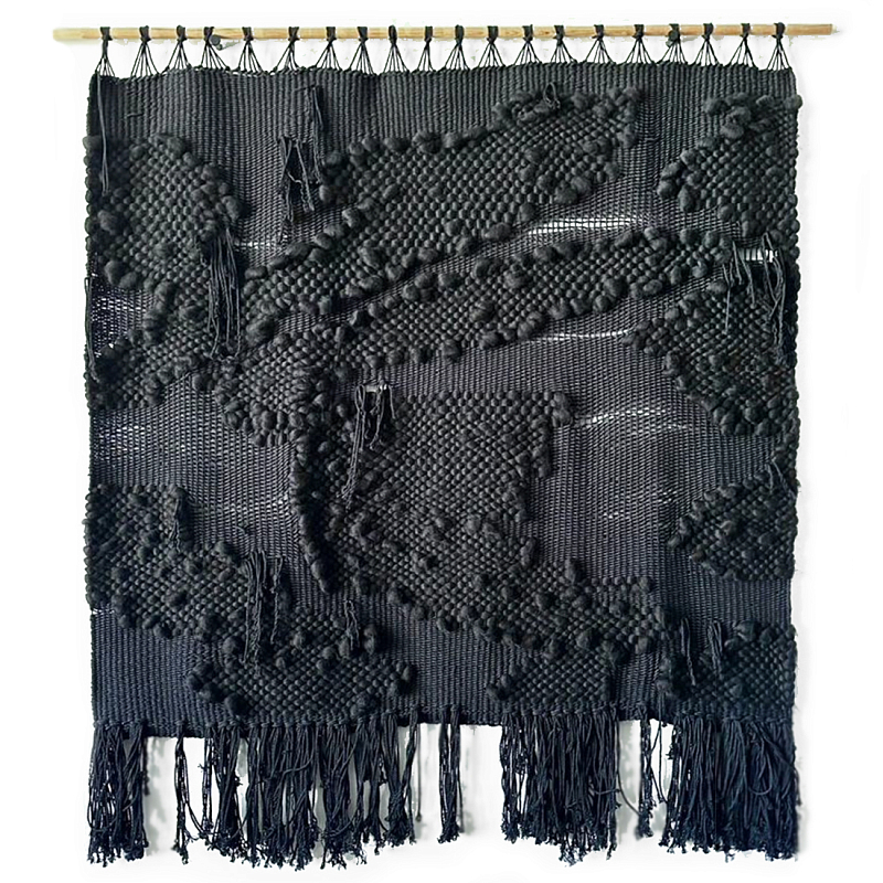 Гобелен из шерсти мериноса с узелками Ночь  Черный в Краснодаре | Loft Concept 
