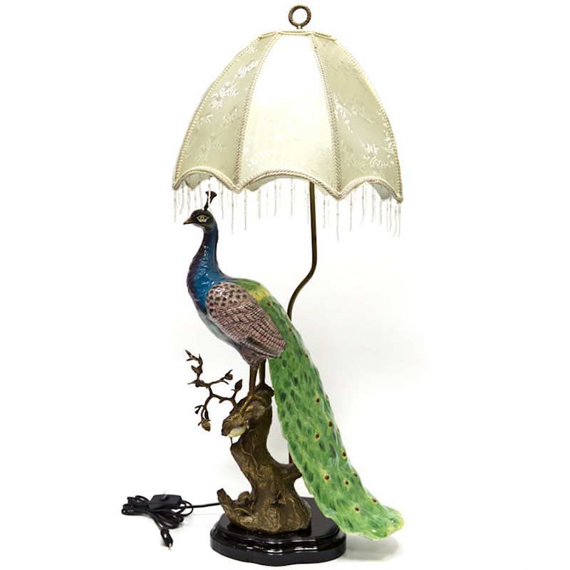 Настольная лампа Peacock Lamp Белый Зеленый Синий Бронза в Краснодаре | Loft Concept 