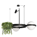 Подвесной светильник с 2-мя шарообразными плафонами и цилиндрическим спотом Light of Еyes варинант исполнения - 2 | Loft Concept в Краснодаре