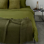 Плед из хлопка жемчужной вязки оливкового цвета Waffle Comfort варинант исполнения - 5 | Loft Concept в Краснодаре