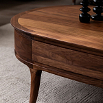 Кофейный стол овальный из дерева с 2-мя ящиками Coffee Walnut Table варинант исполнения - 5 | Loft Concept в Краснодаре