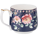 Кружка фарфоровая синяя с цветочным принтом 470 мл Flower Porcelain Collection варинант исполнения - 1 | Loft Concept в Краснодаре