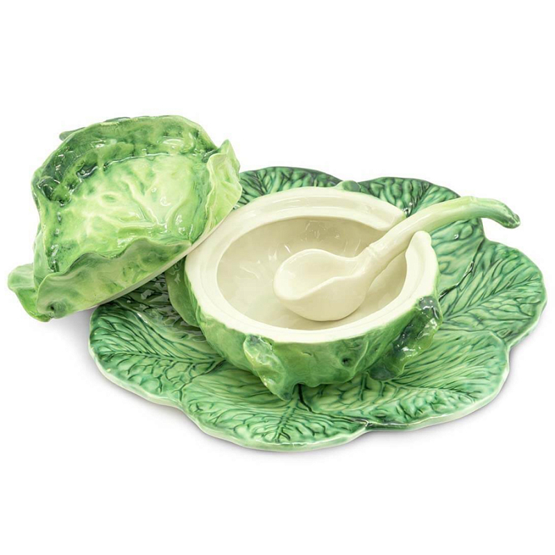 Супница SOUP BOWL CABBAGE W/PLATE  D20 Зеленый в Краснодаре | Loft Concept 