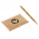 Набор из ручки шариковой металлической и карманной визитницы с гравировкой Герба России Metal Pens варинант исполнения - 1 | Loft Concept в Краснодаре