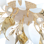 Люстра потолочная с декоративными белыми и золотистыми листьями Wintery flovers варинант исполнения - 4 | Loft Concept в Краснодаре